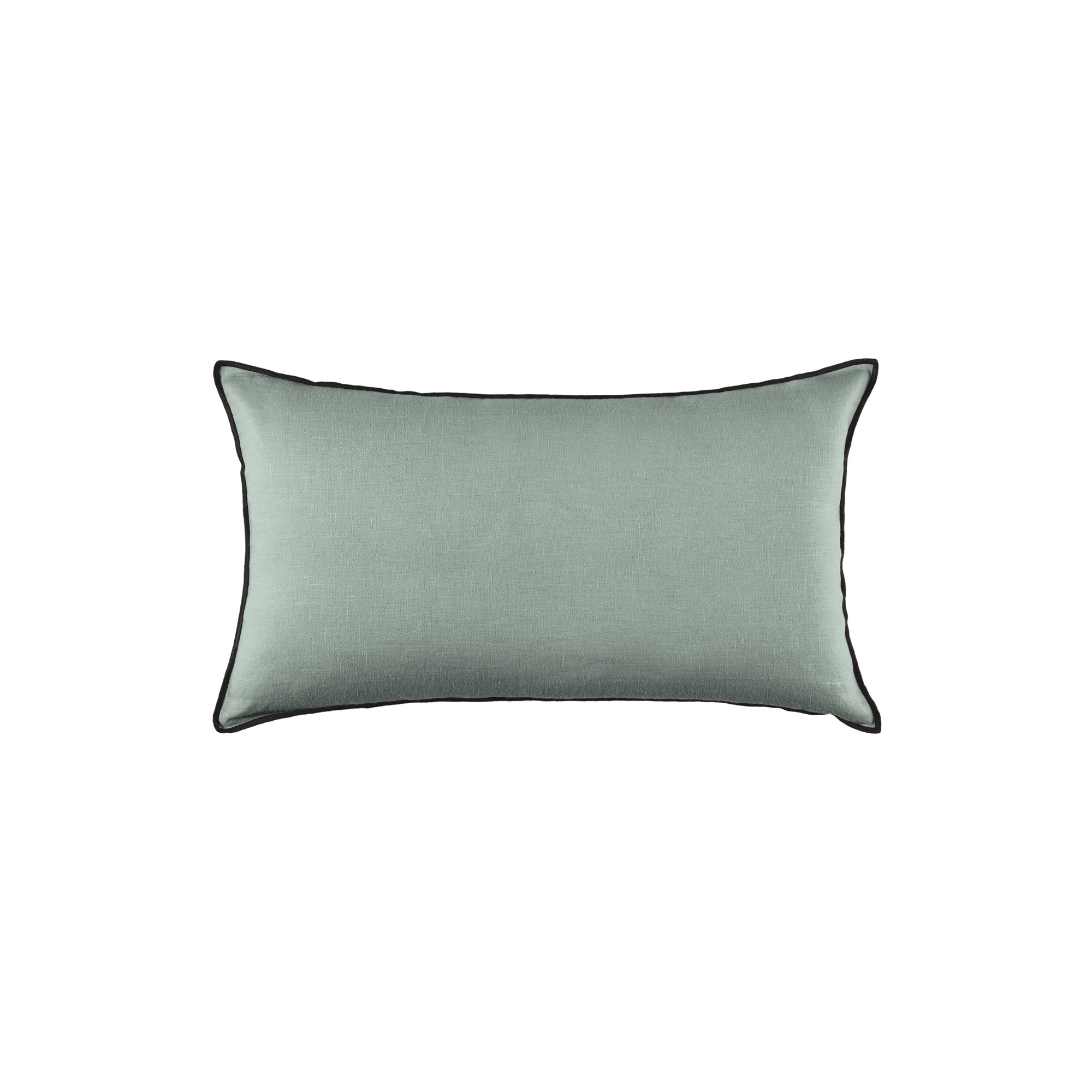 Housse de coussin 28x47 cm Vert et bourdon noir en Lin CARLINA (photo) Housse de coussin 28x47 cm Vert et bourdon noir en Lin CARLINA