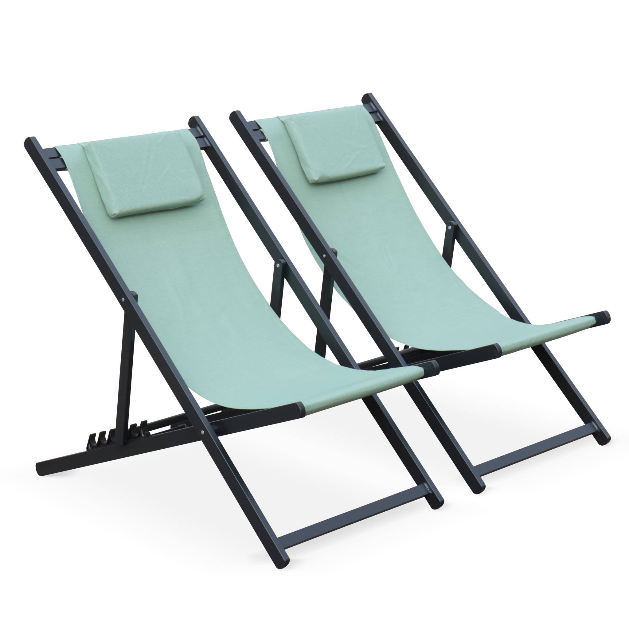 Lot de 2 chiliennes en aluminium vert de gris