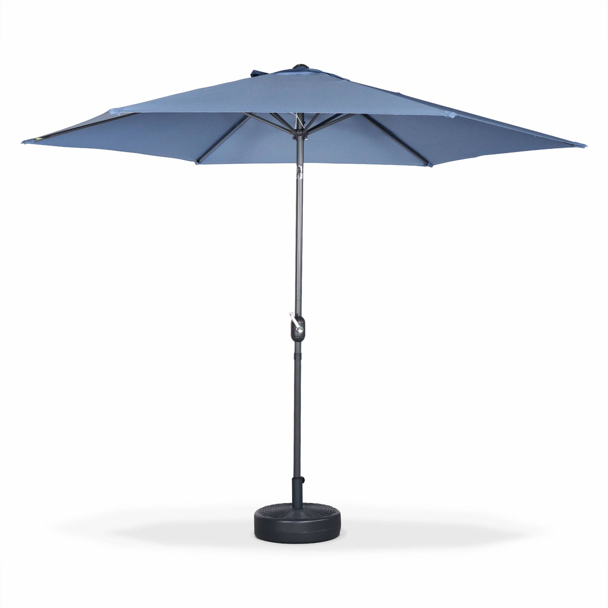 Parasol droit rond en aluminium bleu grisé D3m