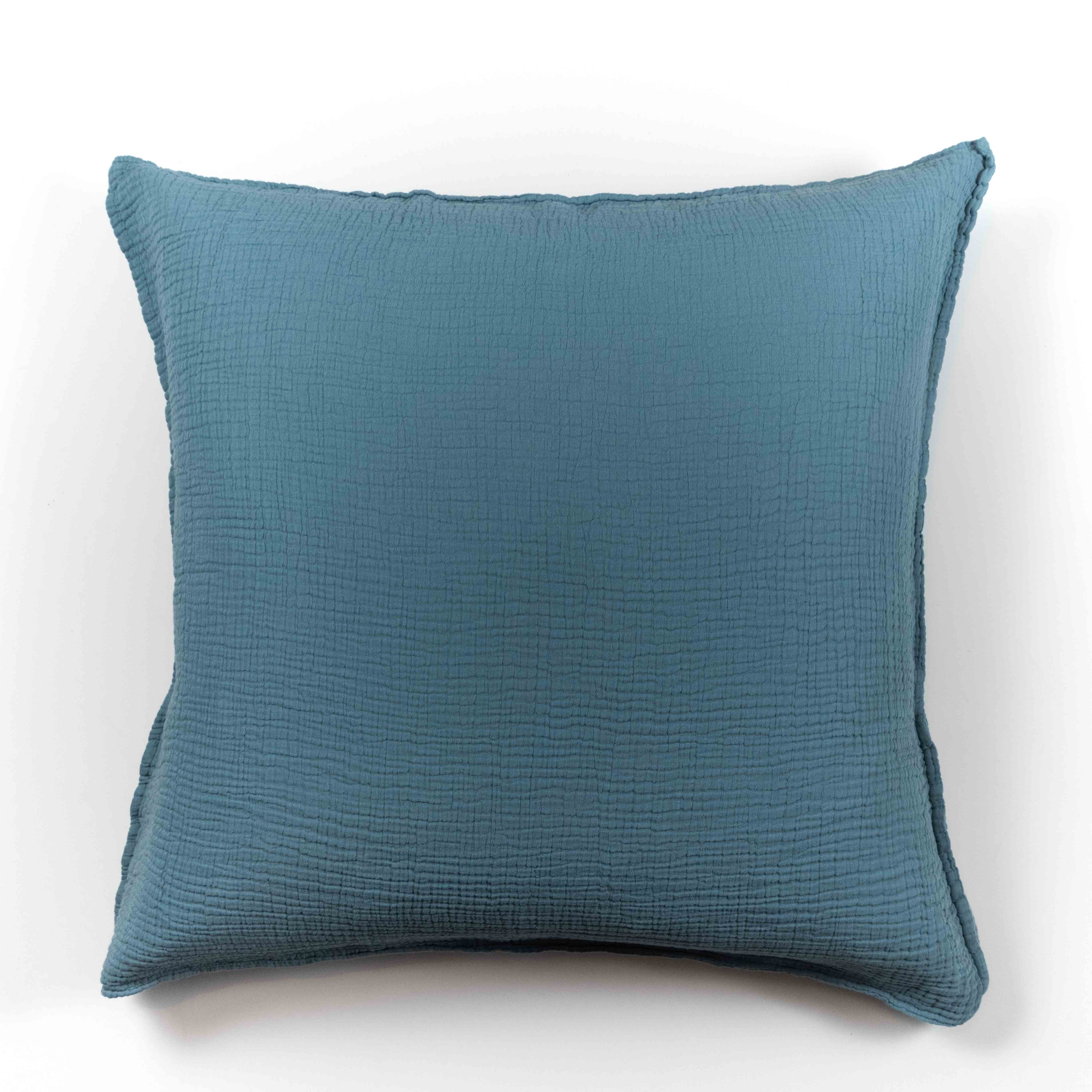 Taie d'oreiller en gaze de coton bleu fumé 65X65 CM Taie d'oreiller en gaze de coton bleu fumé 65X65 CM