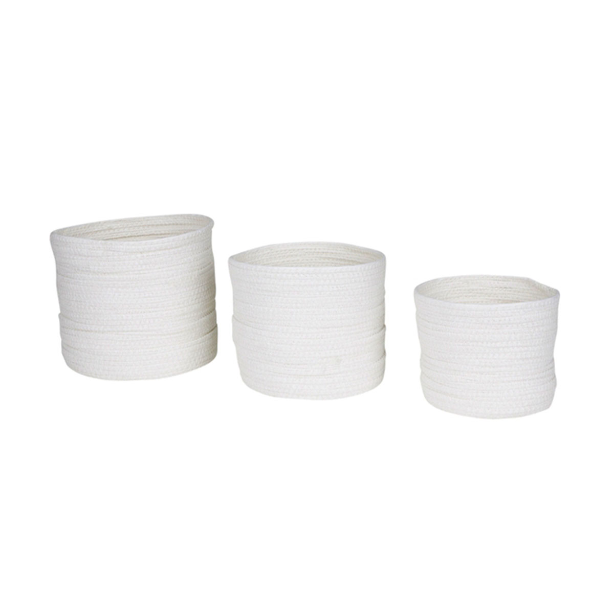 Set de 3 paniers ronds blanc Set de 3 paniers ronds blanc
