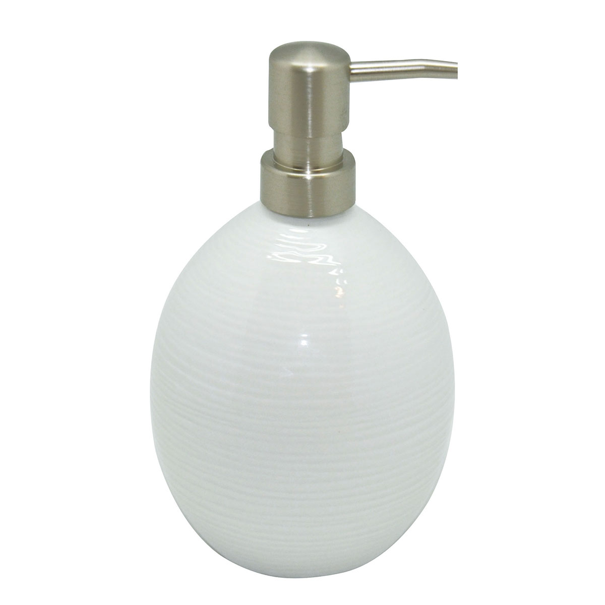 Distributeur de savon en porcelaine rayé blanc Distributeur de savon en porcelaine rayé blanc