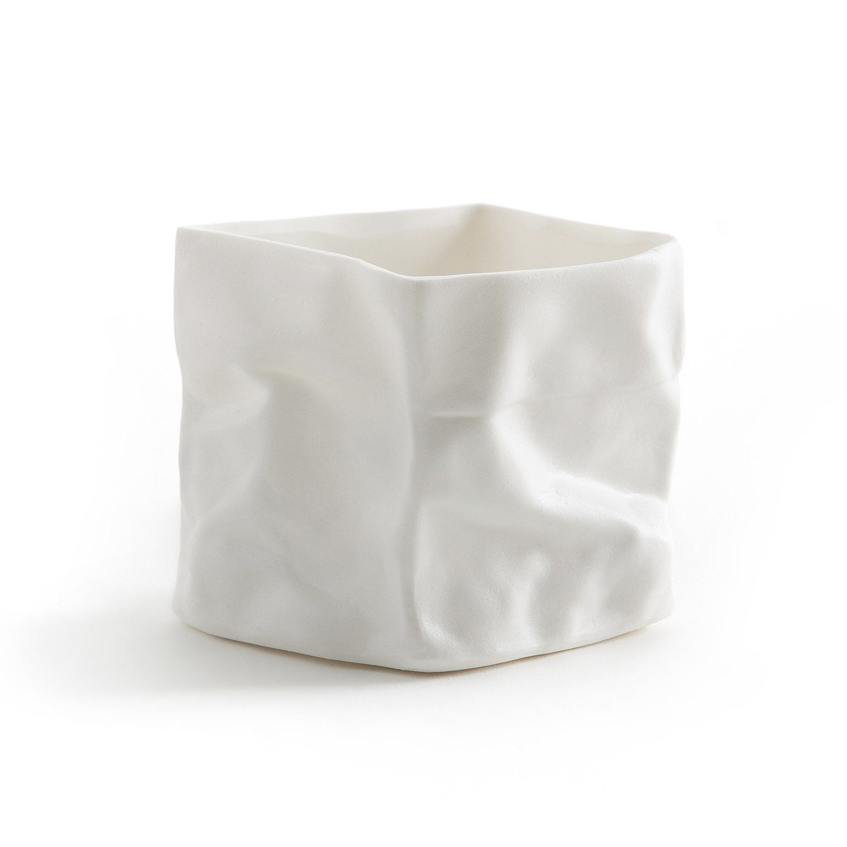 Petit photophore porcelaine froissée 7x7x7 Petit photophore porcelaine froissée 7x7x7