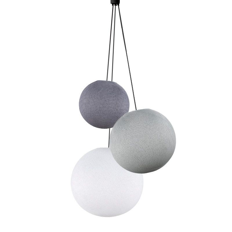 Suspension 3 globes lilas-perle-blanc Suspension 3 globes lilas-perle-blanc