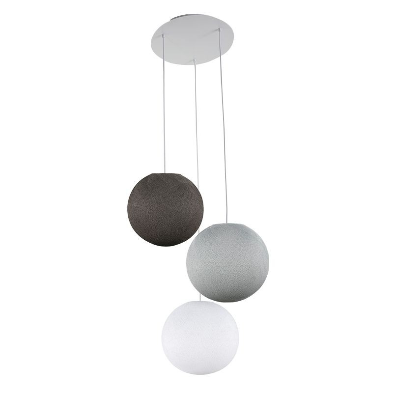Plafonnier 3 globes S blanc-gris perle-graphite Plafonnier 3 globes S blanc-gris perle-graphite