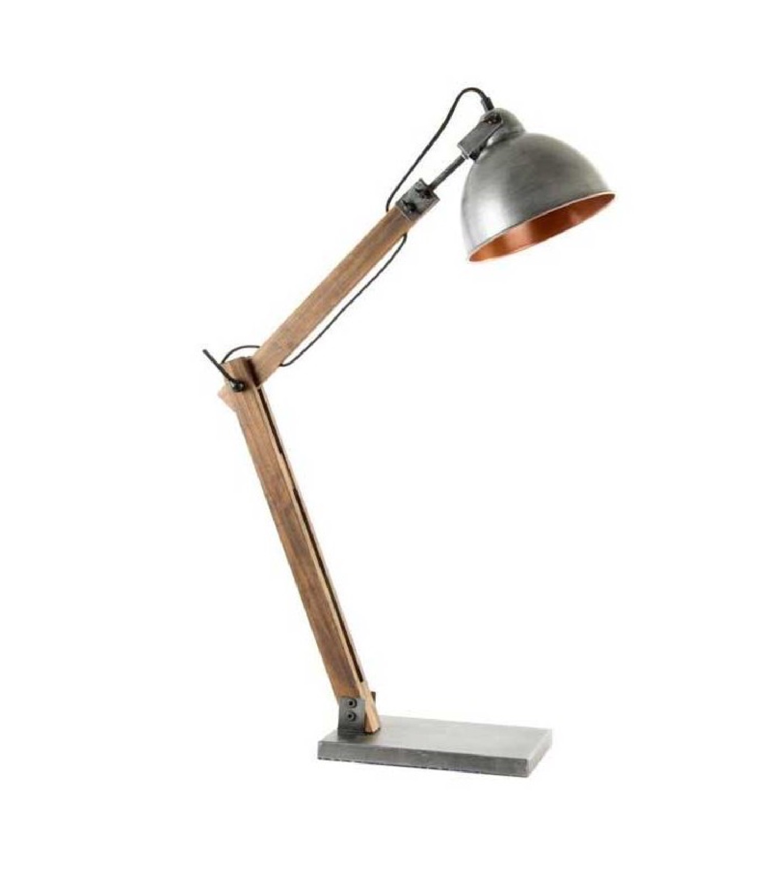 Lampe de table en bois et mÃ©tal style industriel