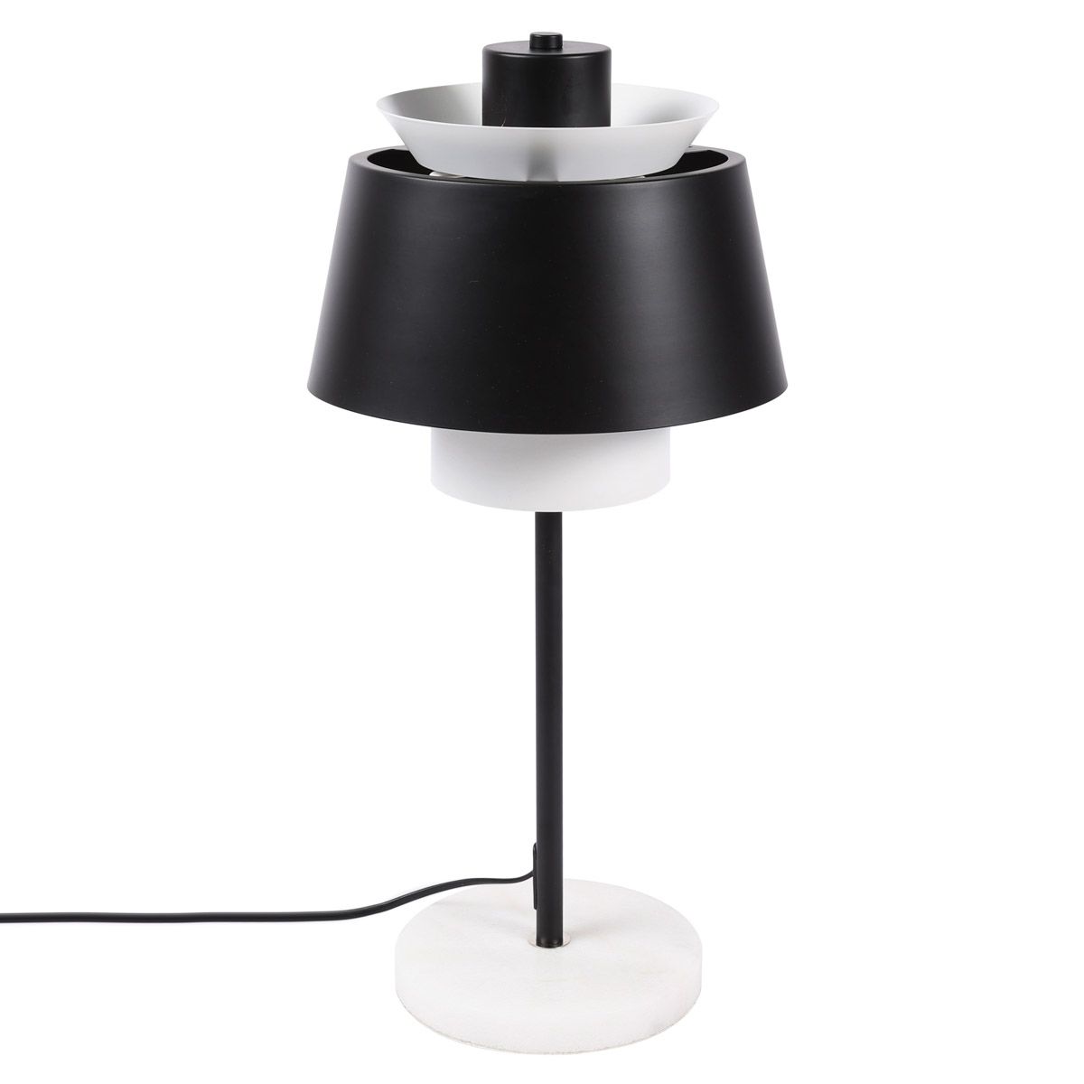 Lampe de table en fer noir et blanche et socle en marbre