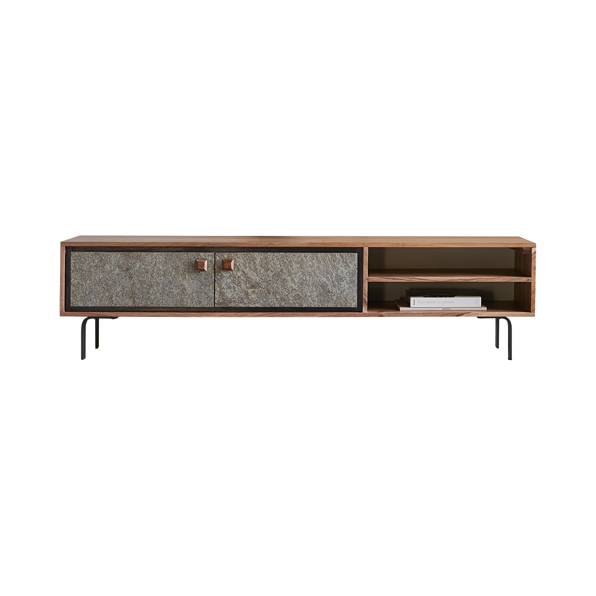 Meuble TV en bois d'acacia 160 cm (photo) Meuble TV en bois d'acacia 160 cm