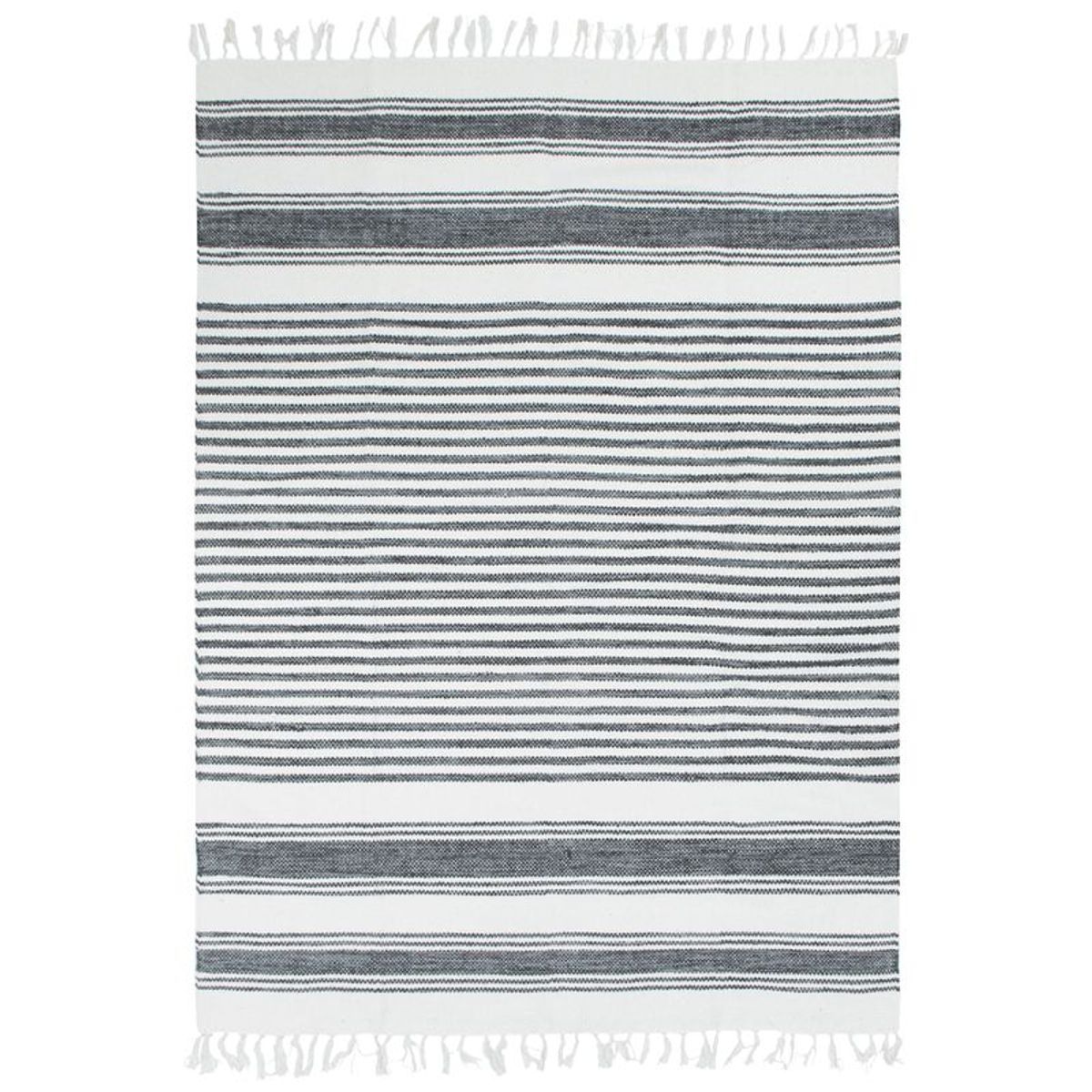Tapis 100% coton lignes gris-blanc 190x290