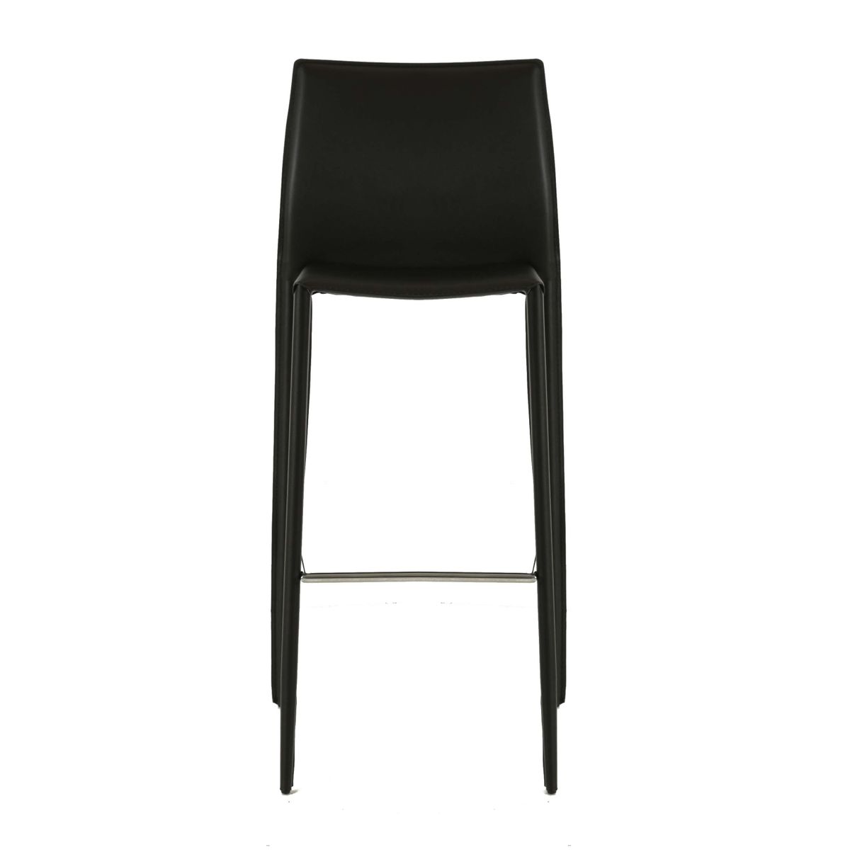 Chaise de bar noire en cuir reconstitué Camille (photo) Chaise de bar noire en cuir reconstitué Camille