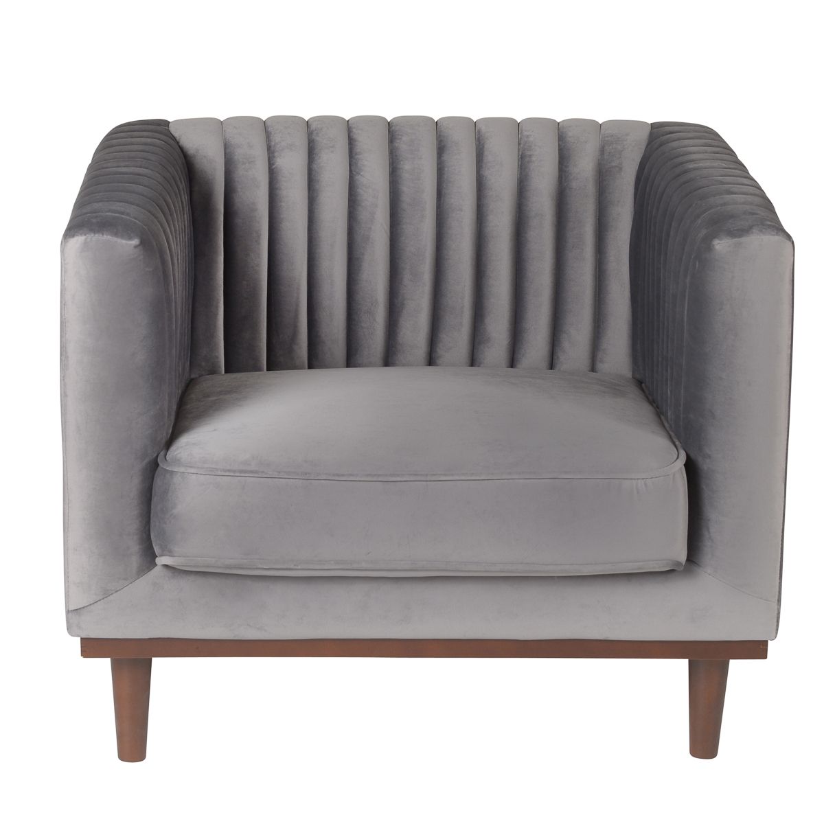 Fauteuil en velours assise sur ressort et pieds hévéa massif Fauteuil en velours assise sur ressort et pieds hévéa massif