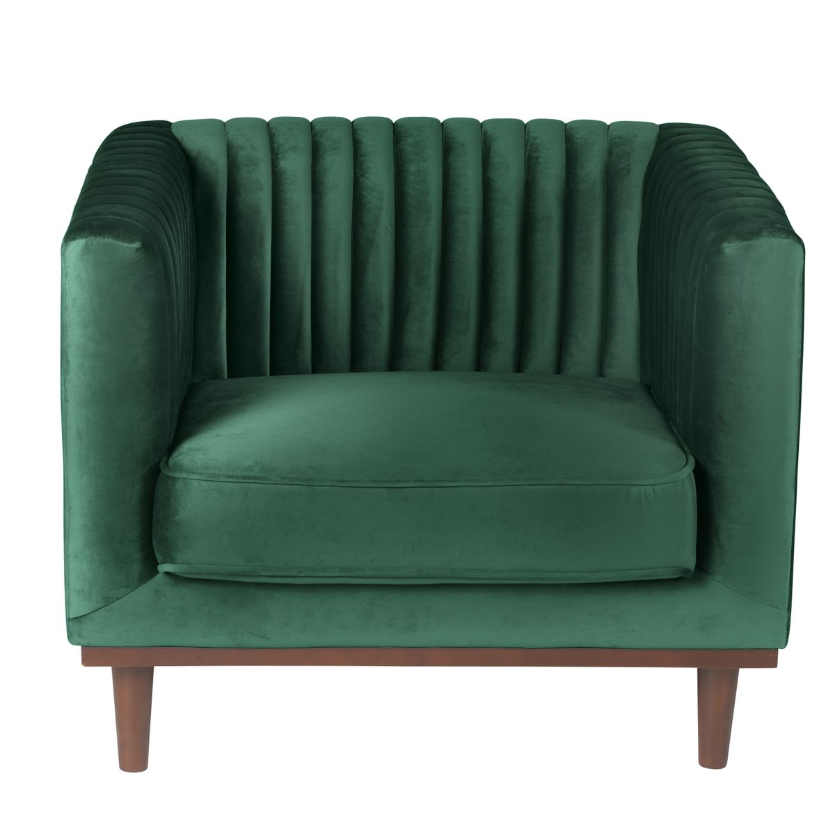 Fauteuil en velours assise sur ressort et pieds hévéa massif Fauteuil en velours assise sur ressort et pieds hévéa massif