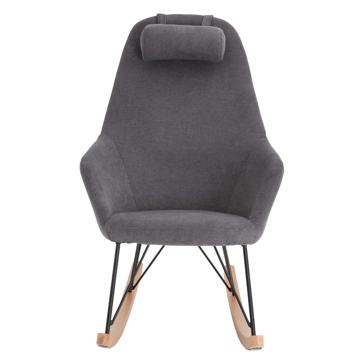 Rockingchair scandinave en tissu et bois  gris