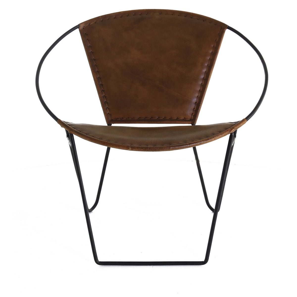 Fauteuil cuir et métal marron Fauteuil cuir et métal marron