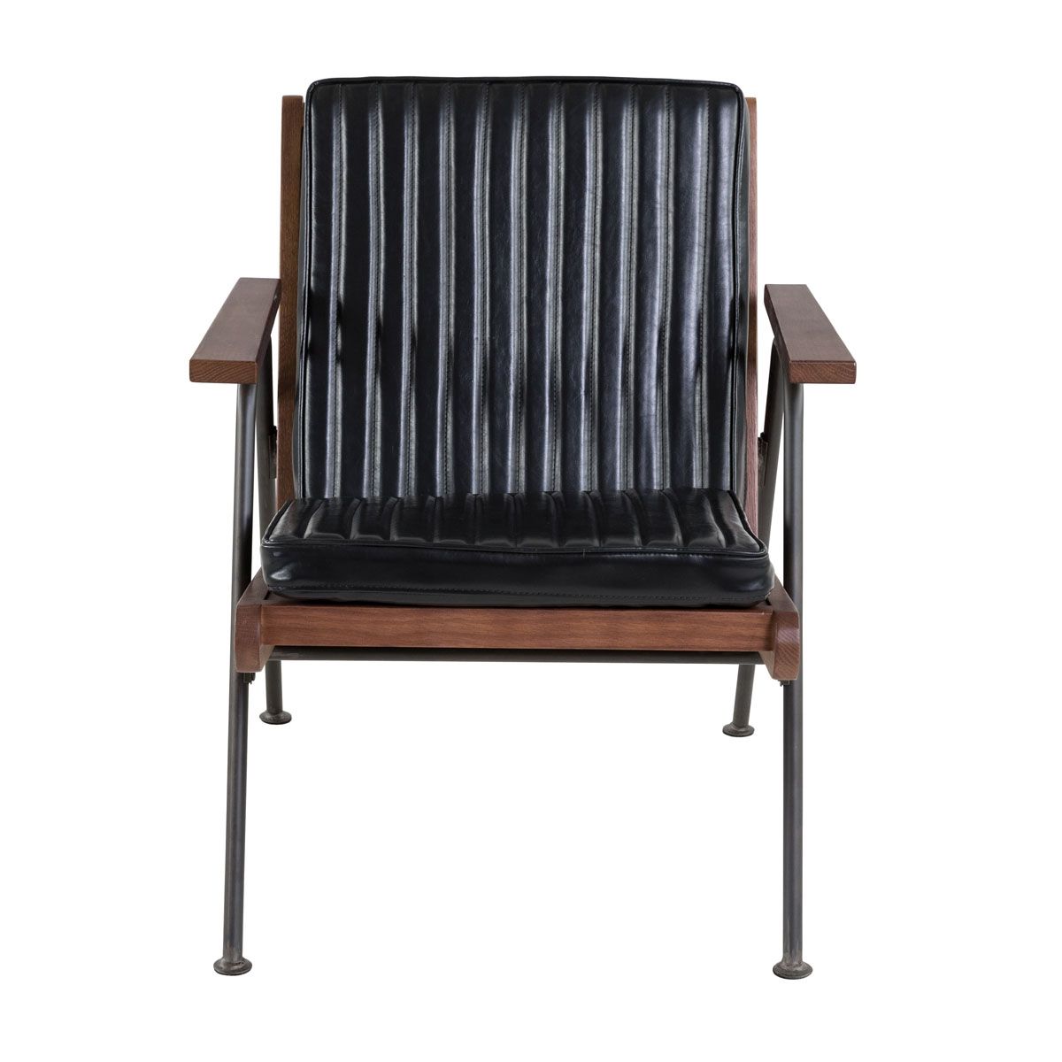fauteuil imitation cuir noir et métal