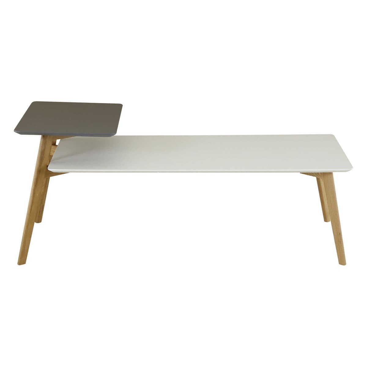 Table basse 130 cm double plateaux gris et blanc