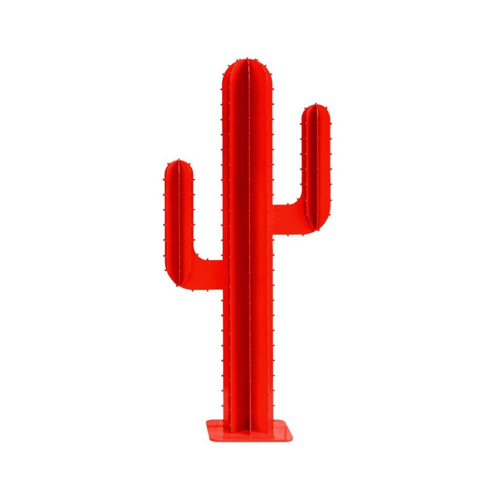 Cactus de jardin 2 branches en aluminium rouge H150cm (photo) Cactus de jardin 2 branches en aluminium rouge H150cm