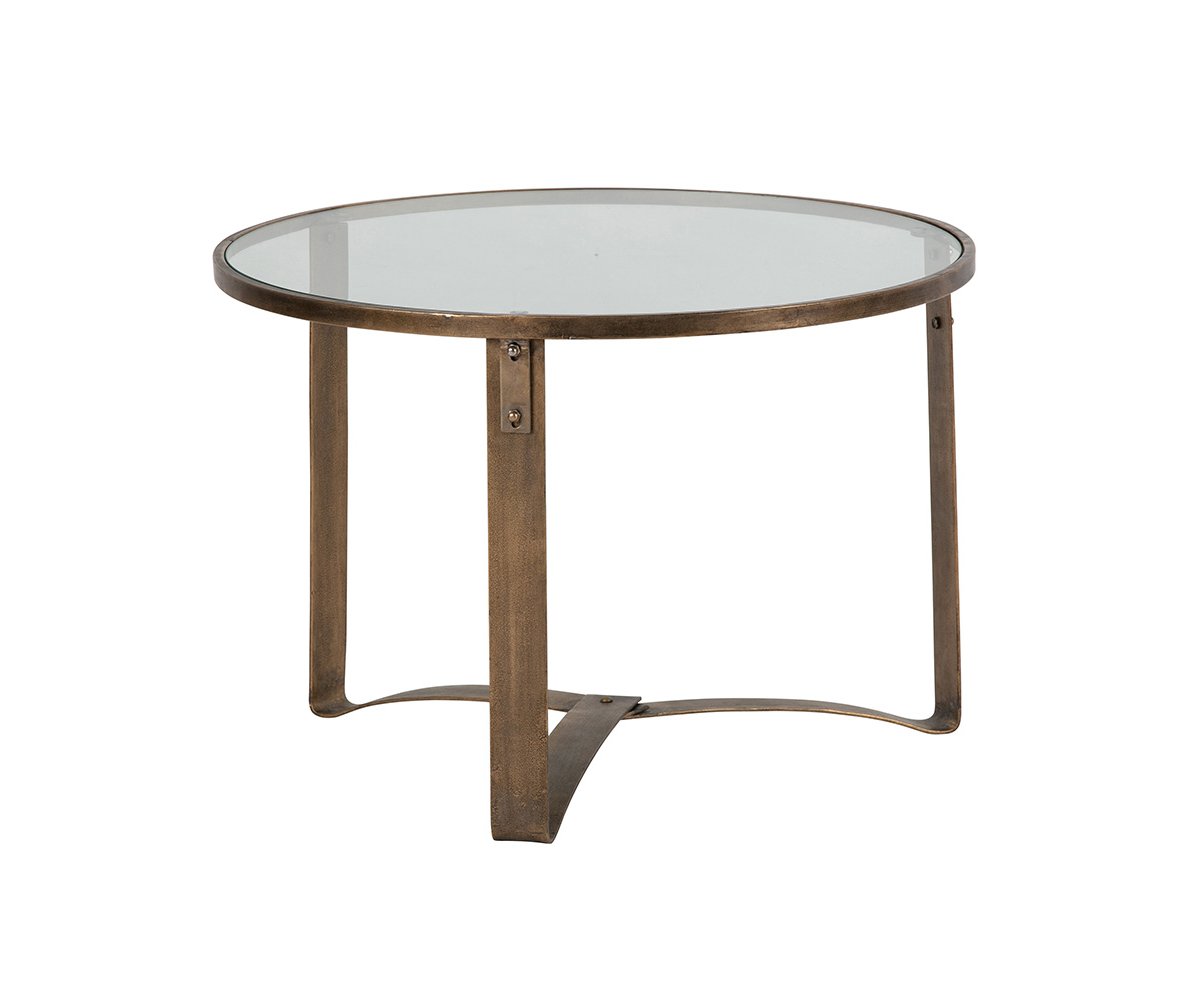 Table basse ronde mÃ©tal et verre style antique - BePureHome