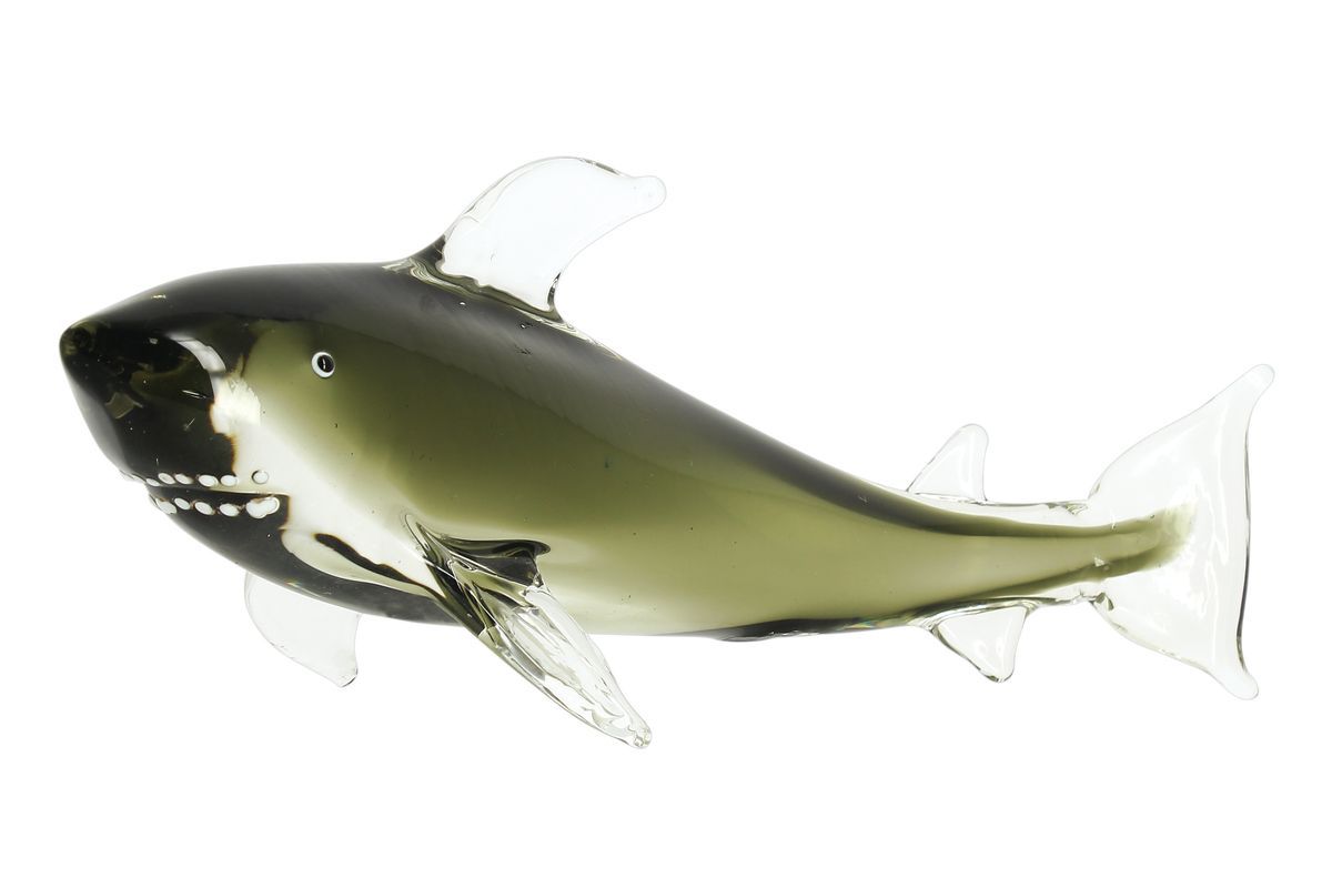 Sculpture poisson en verre soufflé vert L36 (photo) Sculpture poisson en verre soufflé vert L36
