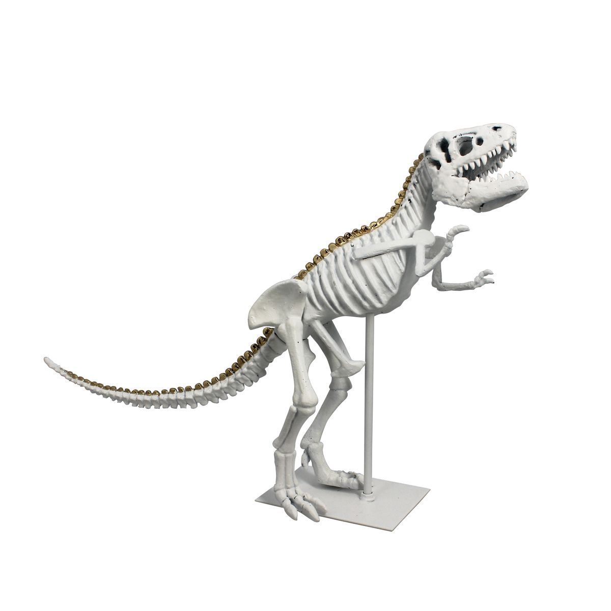 Dinosaure décoratif en résine blanche pied en métal blanc Dinosaure décoratif en résine blanche pied en métal blanc