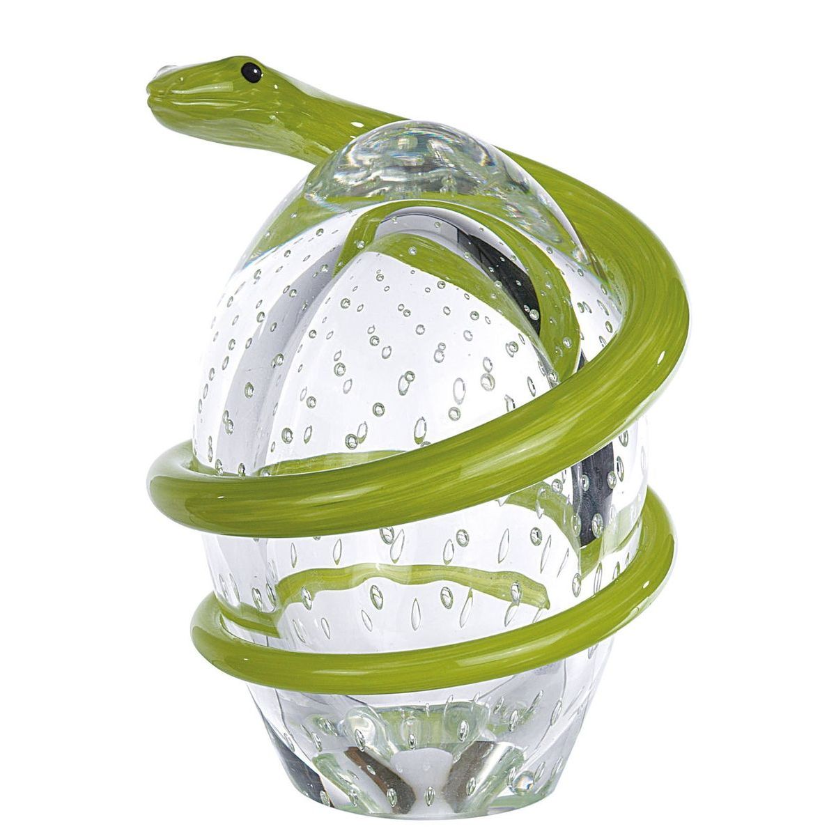 Statuette serpent et oeuf en verre soufflé H17