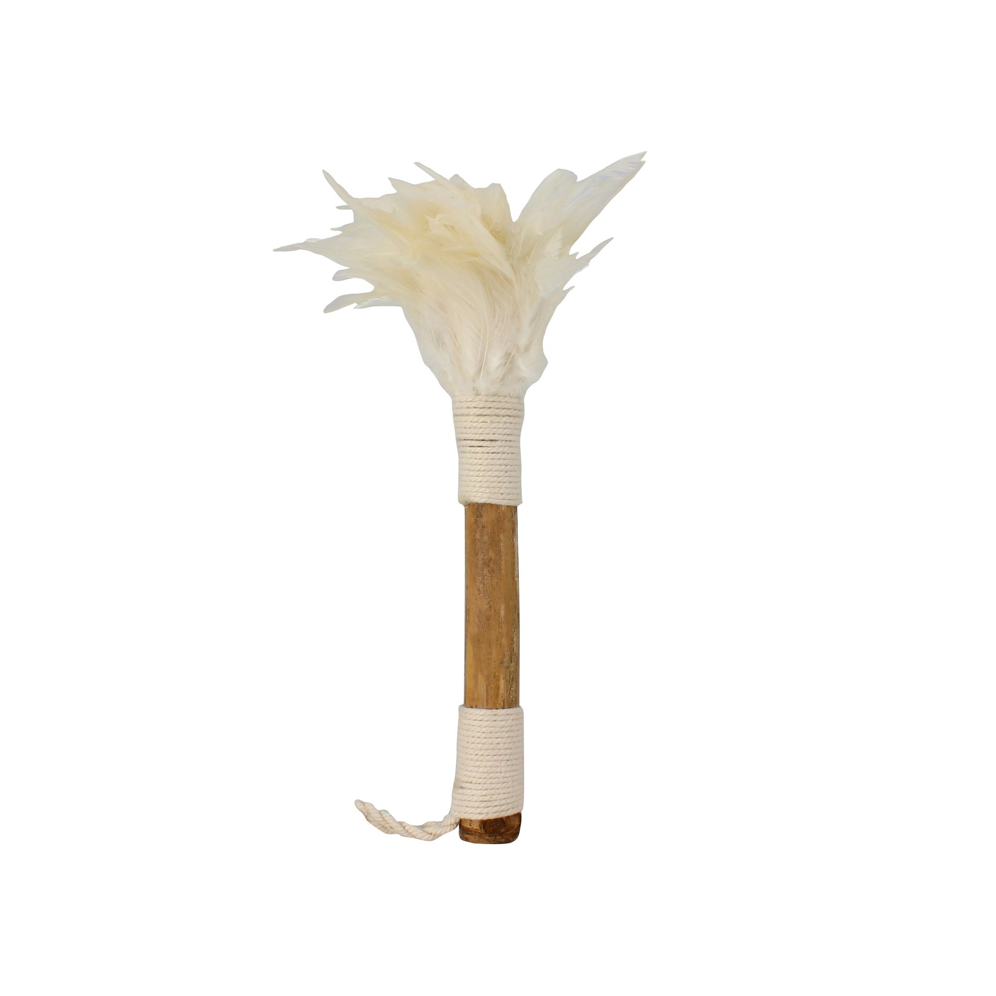 Plumeau décoratif en bambou et plumes blanc