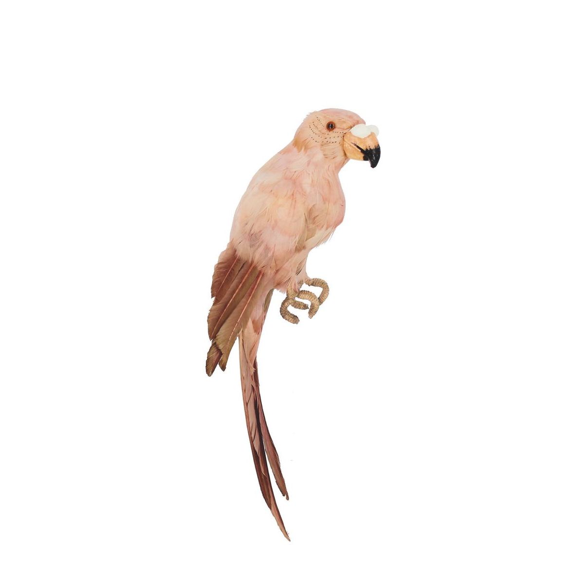 Statuette perroquet en plumes d'oie rose H38 Statuette perroquet en plumes d'oie rose H38