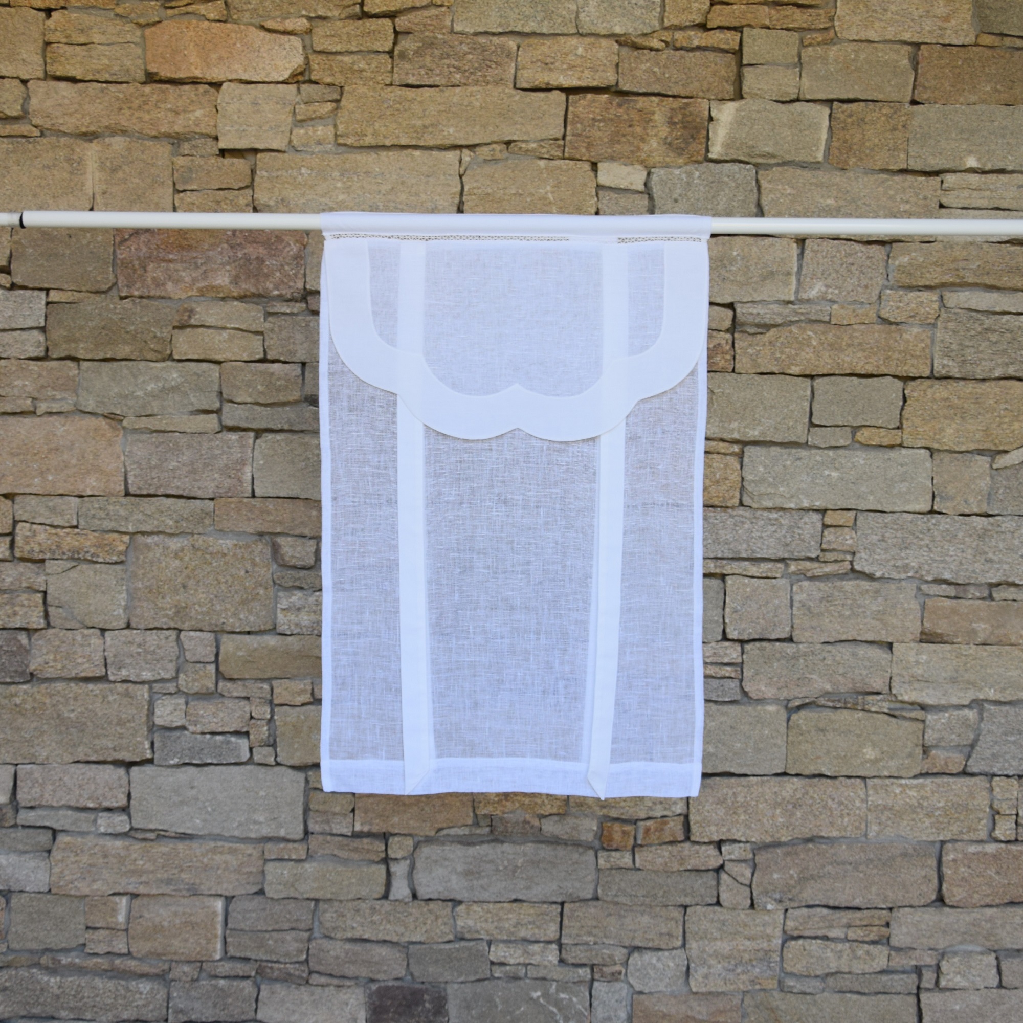 Store en lin blanc 53X160 CM (photo) Store en lin blanc 53X160 CM