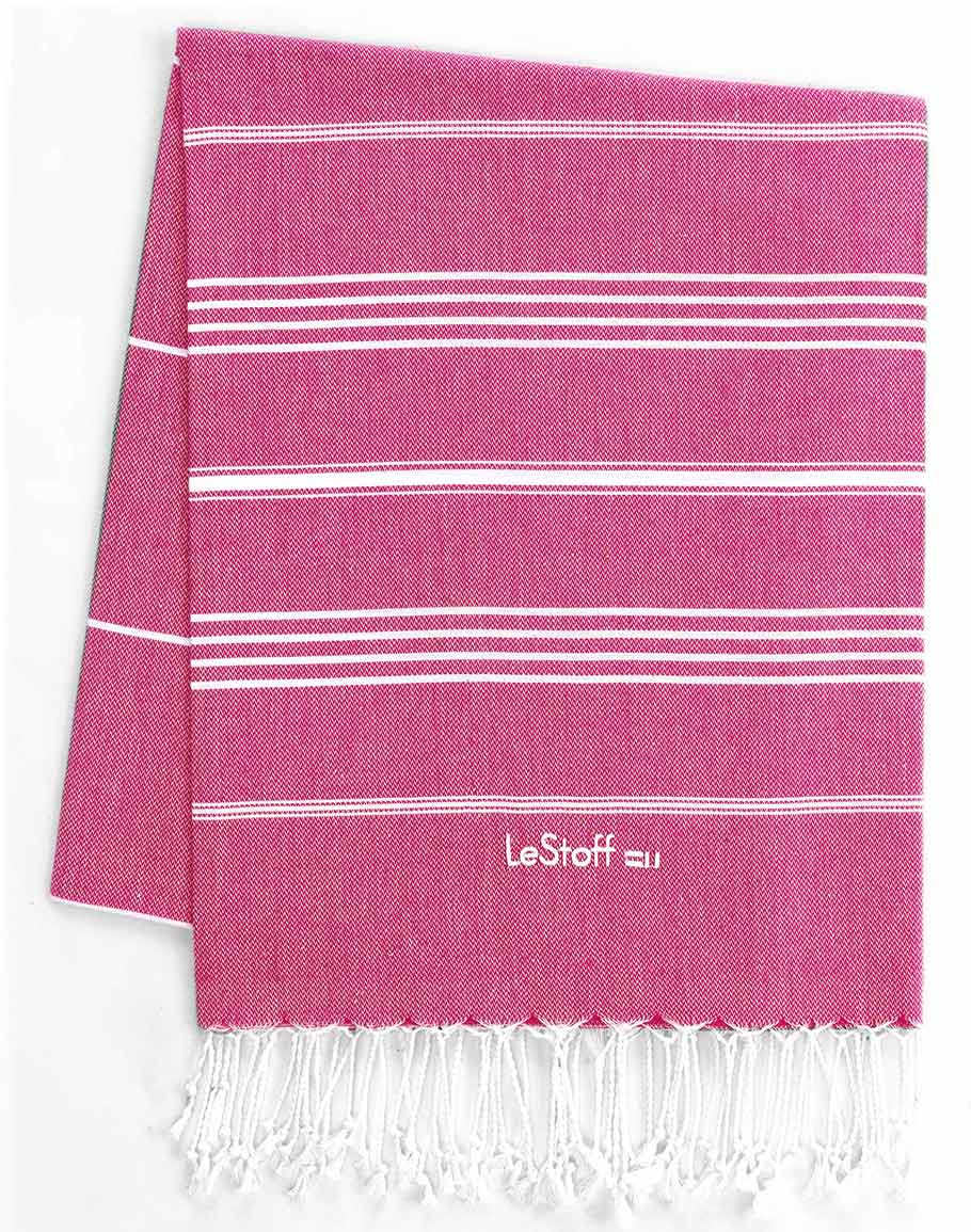Fouta en coton peigné Fuchsia 100 x 180 cm (photo) Fouta en coton peigné Fuchsia 100 x 180 cm