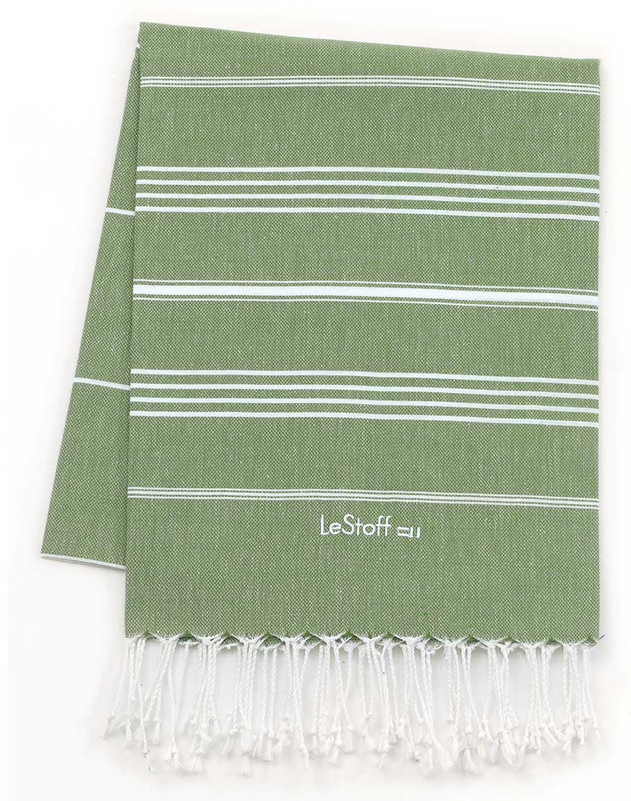 Fouta en coton peigné BIO Olive 95 x 180 cm