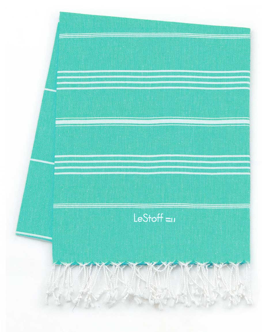 Fouta en coton peigné BIO Turquoise 95 x 180 cm Fouta en coton peigné BIO Turquoise 95 x 180 cm
