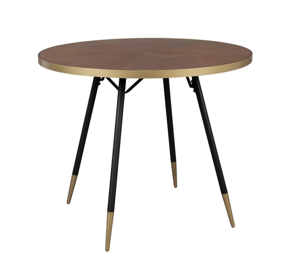 Table à manger ronde D91cm métal effet bois foncé Table à manger ronde D91cm métal effet bois foncé