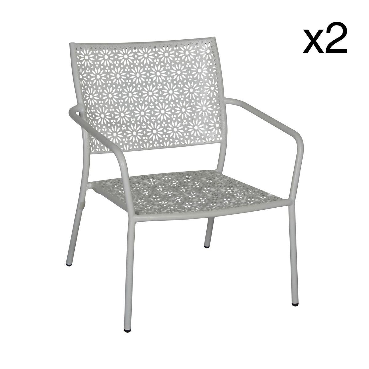 Lot de 2 fauteuils d'extérieur en métal blanc (photo) Lot de 2 fauteuils d'extérieur en métal blanc
