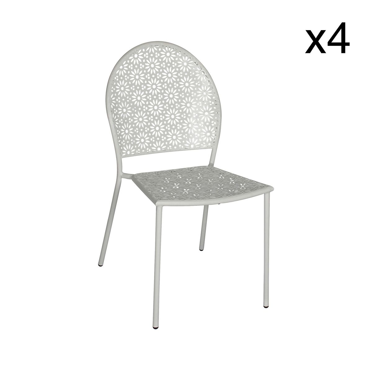 Lot de 4 chaises d'extérieur en métal blanc Lot de 4 chaises d'extérieur en métal blanc