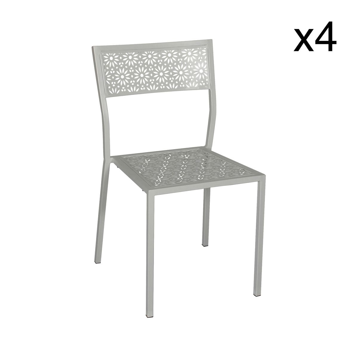 Lot de 4 chaises d'extérieur en métal blanc Lot de 4 chaises d'extérieur en métal blanc