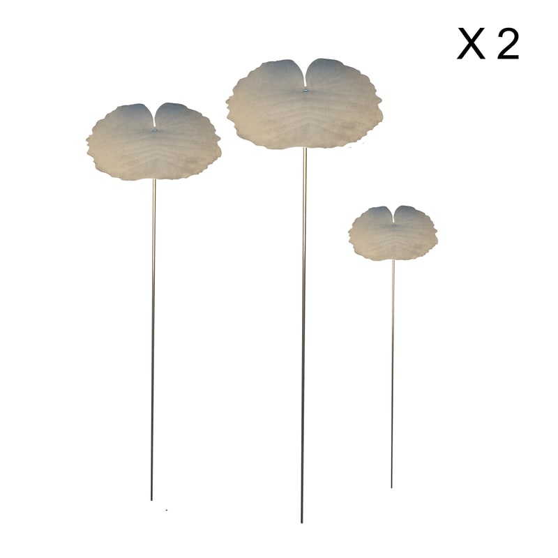 Feuilles de jardin lotus en aluminium et inox argent Lot de 6 Feuilles de jardin lotus en aluminium et inox argent Lot de 6