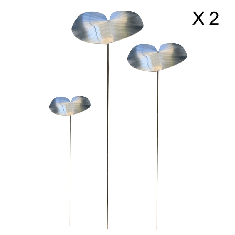 Feuilles de jardin nénuphar en aluminium et inox argent Lot de 6 Feuilles de jardin nénuphar en aluminium et inox argent Lot de 6