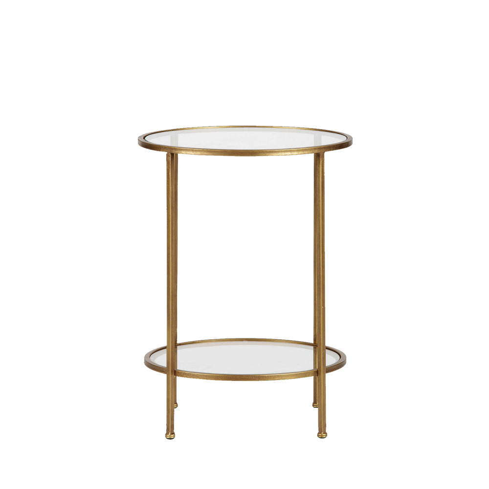Table d'appoint en mÃ©tal et verre D45,5cm laiton
