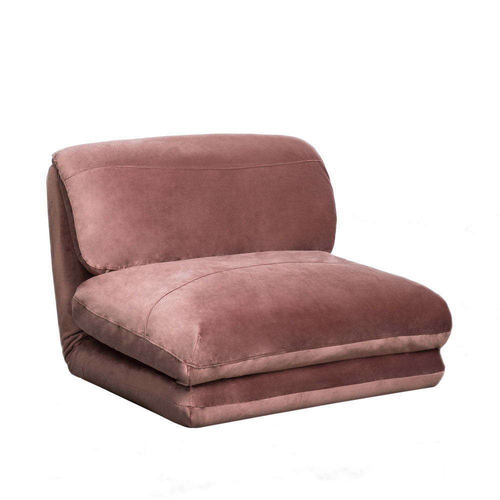 Chauffeuse convertible 1 place velours vieux rose Chauffeuse convertible 1 place velours vieux rose