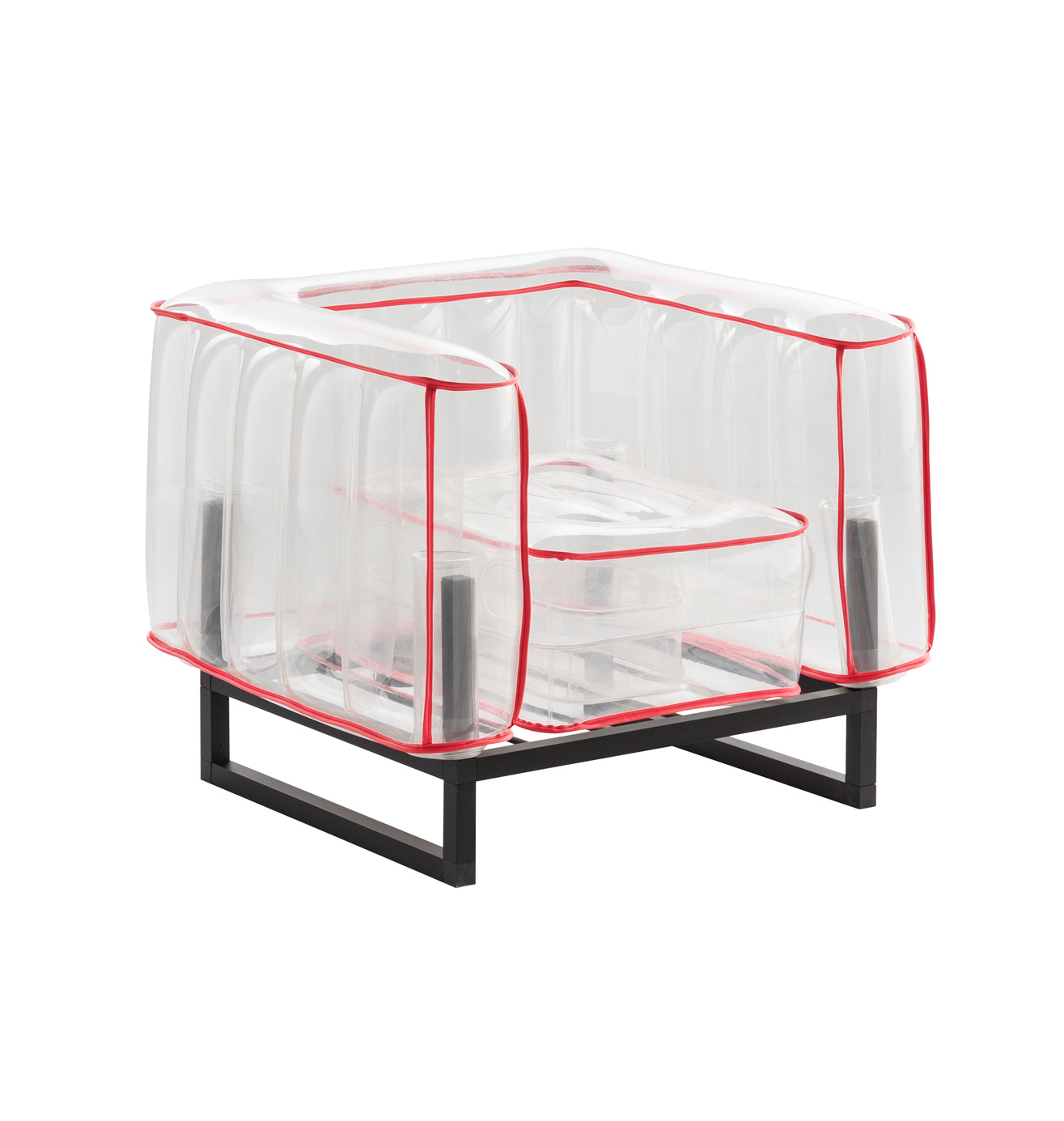 Fauteuil tpu transparent avec passepoil rouge Fauteuil tpu transparent avec passepoil rouge