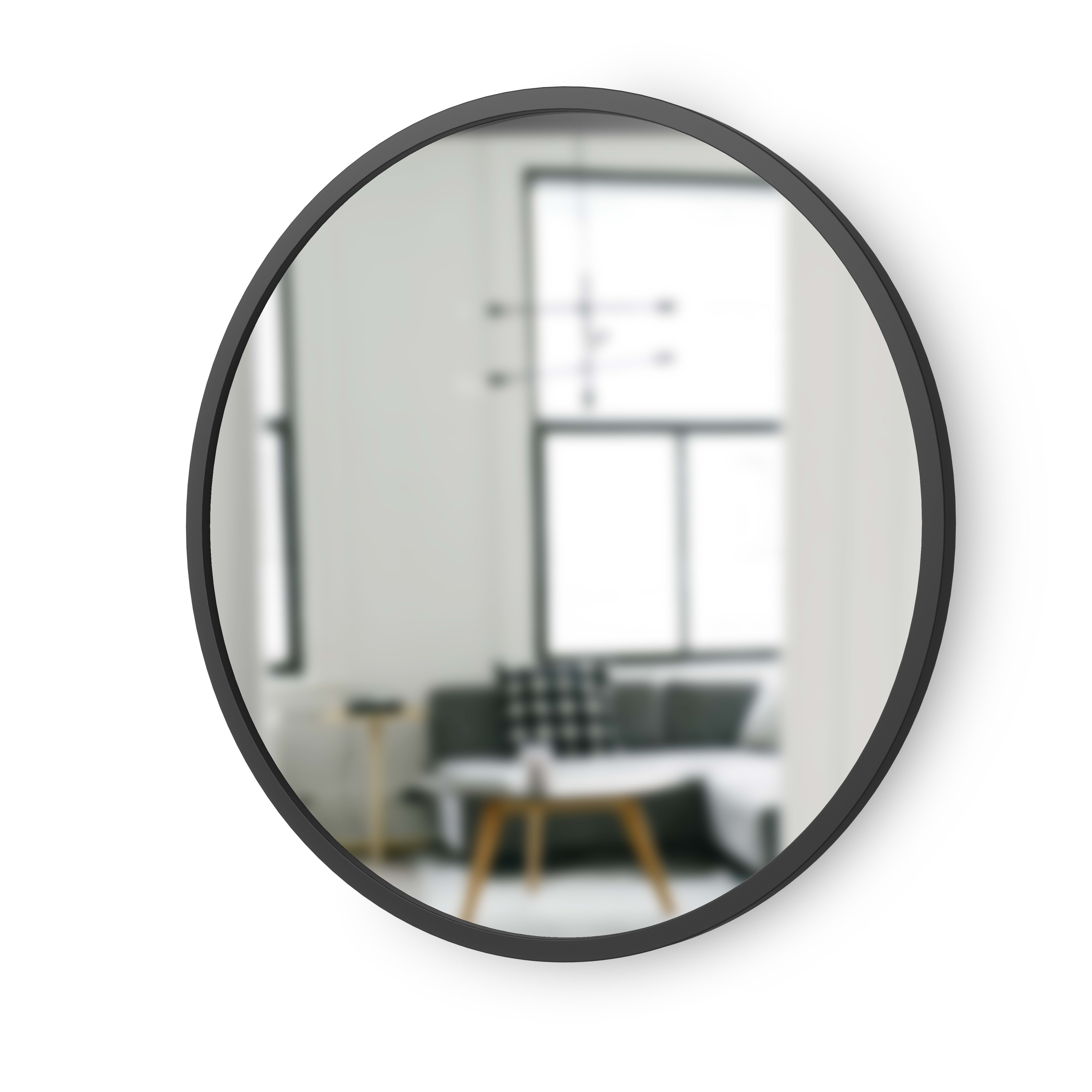 Miroir mural rond Hub contour caoutchouc noir, dia. 61cm