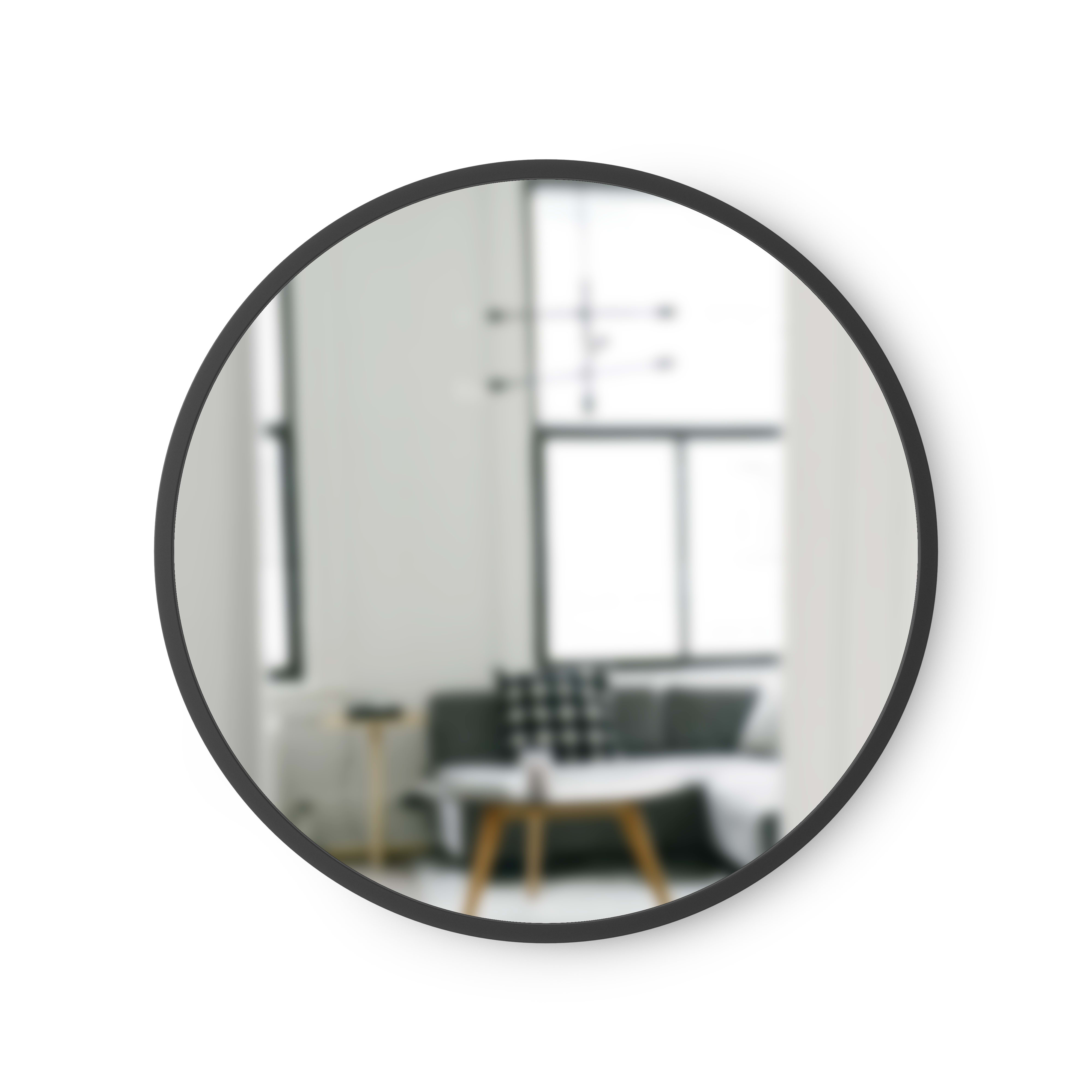 Miroir mural rond contour caoutchouc noir dia. 46cm (photo) Miroir mural rond contour caoutchouc noir dia. 46cm