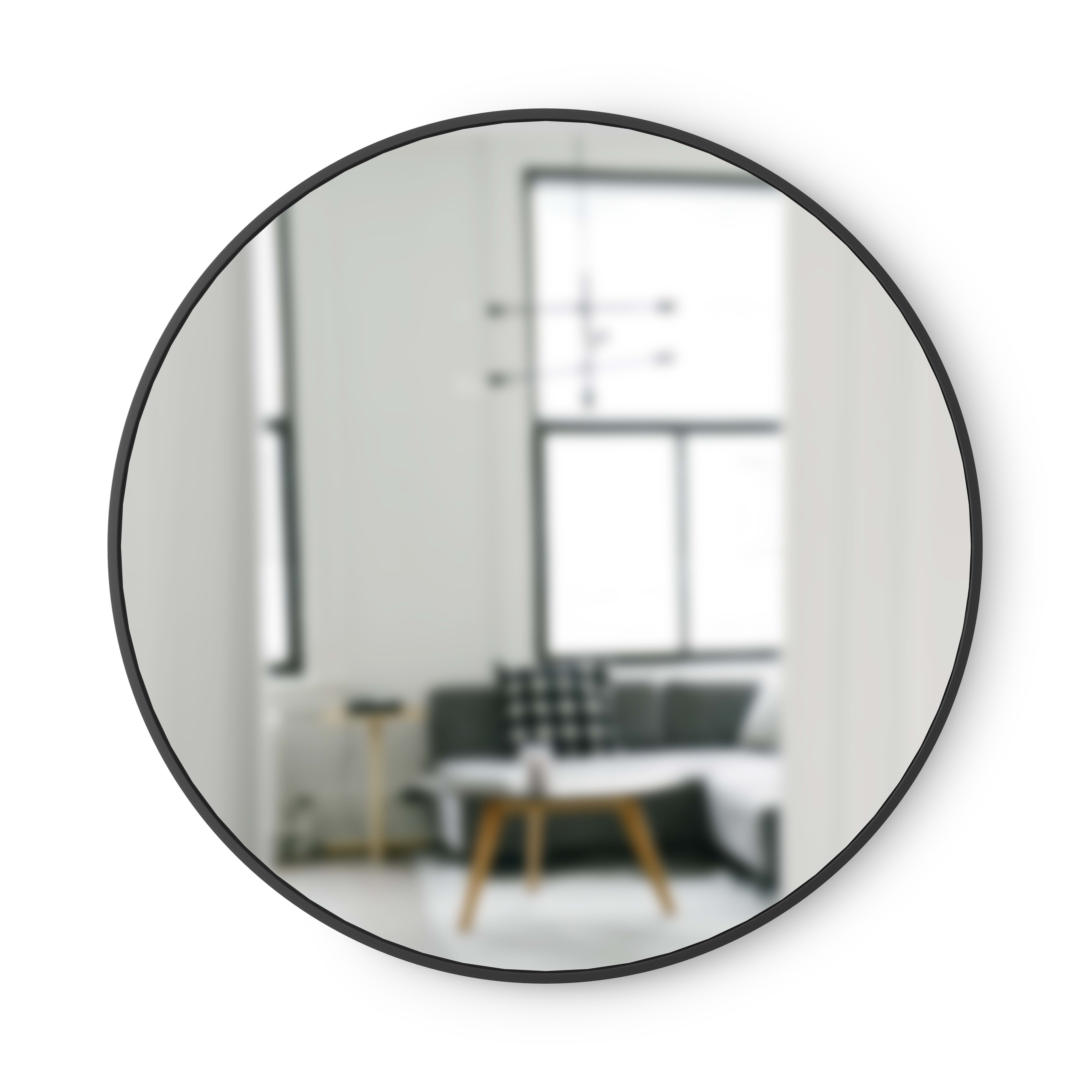 Miroir mural rond contour en caoutchouc noir, dia.94cm (photo) Miroir mural rond contour en caoutchouc noir, dia.94cm