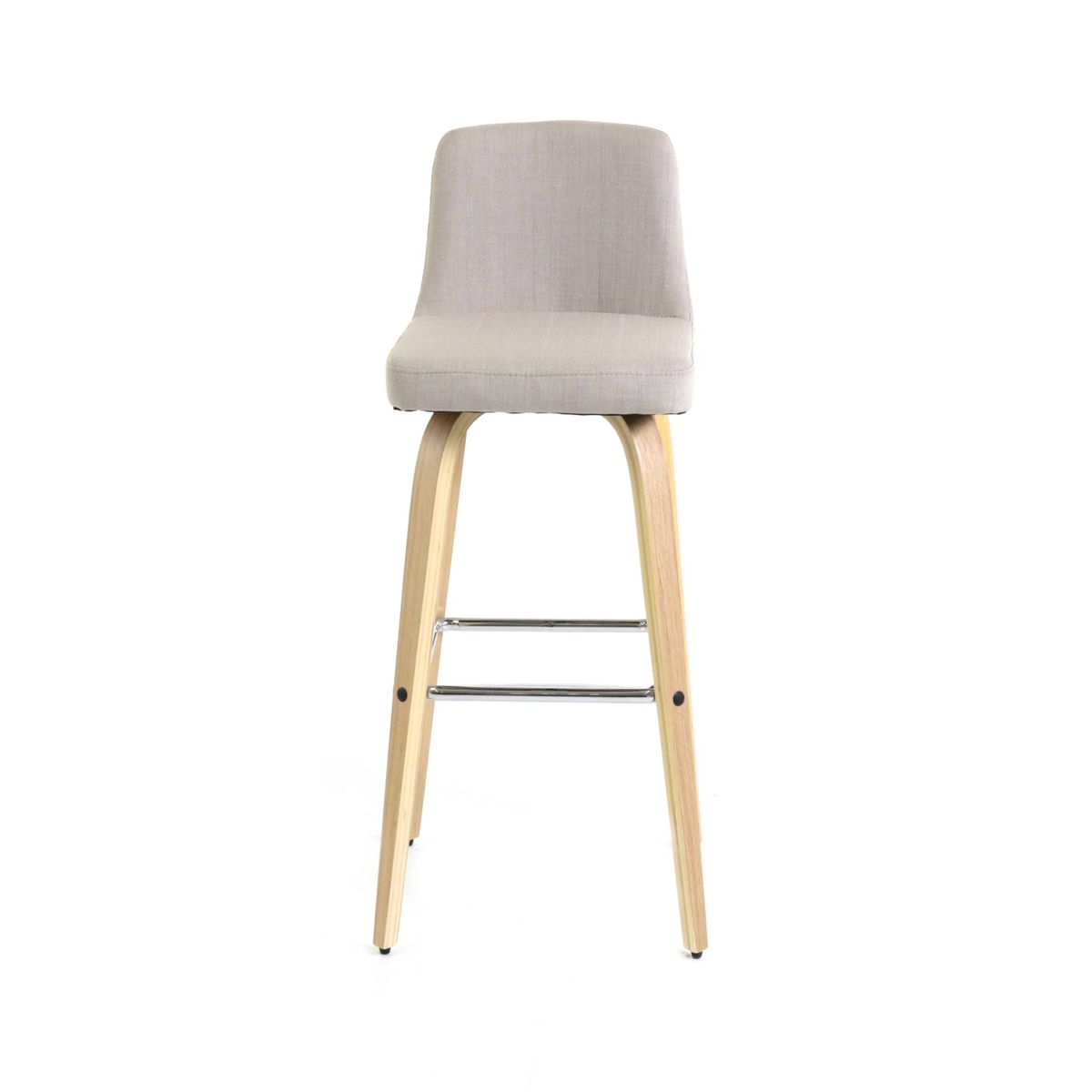 Chaise de bar piètement plaqué chêne h 77 cm beige (photo) Chaise de bar piètement plaqué chêne h 77 cm beige