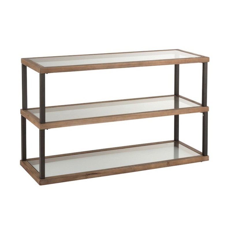 Console 3 niveaux verre et bois - Marron Console 3 niveaux verre et bois - Marron