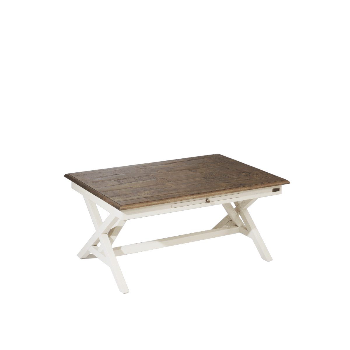 Table basse plateau bois et pieds peints blanc
