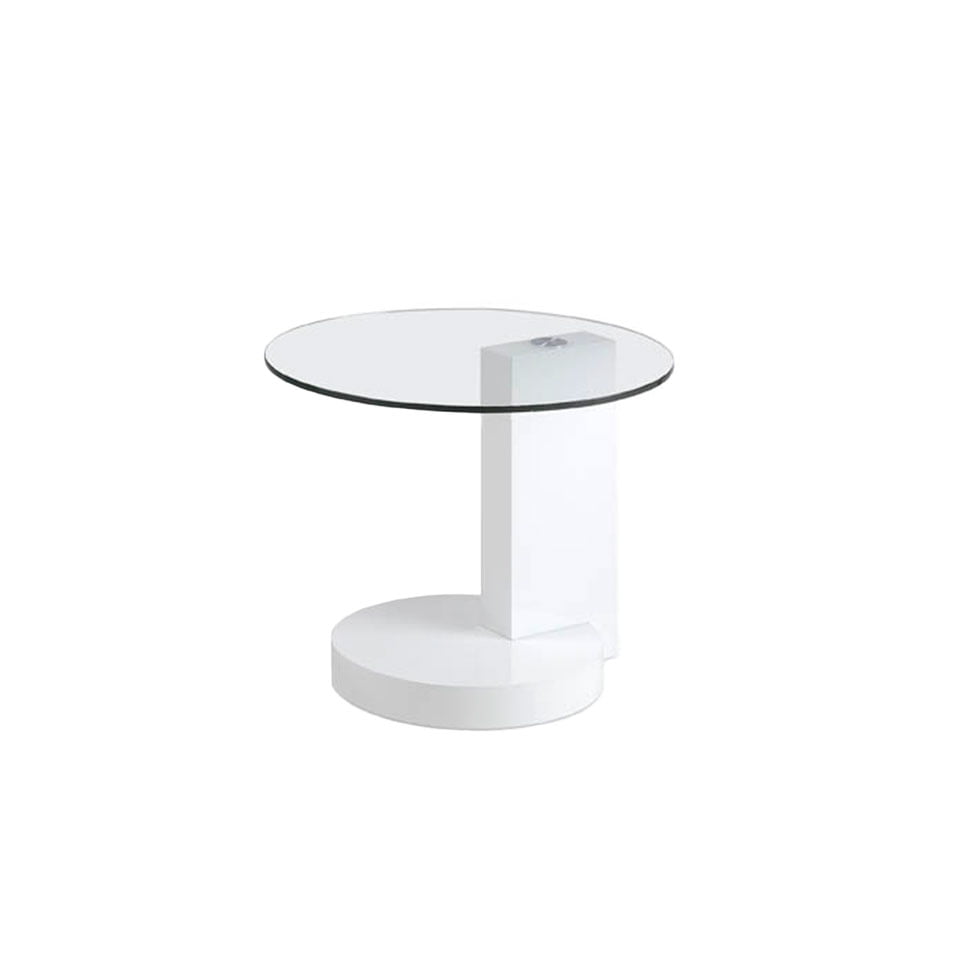 Table basse d'angle laquée blanche et verre D60