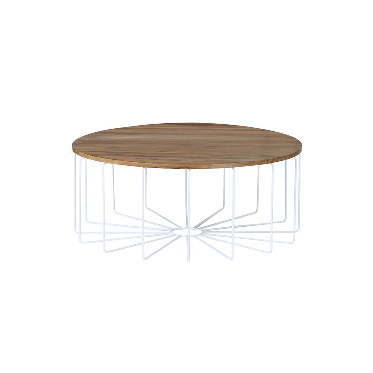 Table basse ronde en teck et métal