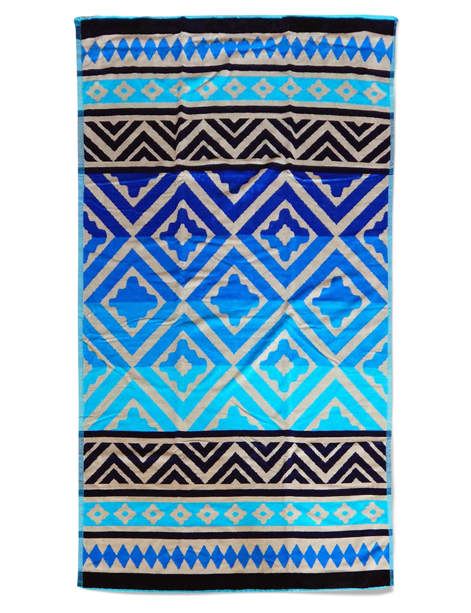 Serviette de plage éponge velours bleu turquoise itaparica 86 x 160