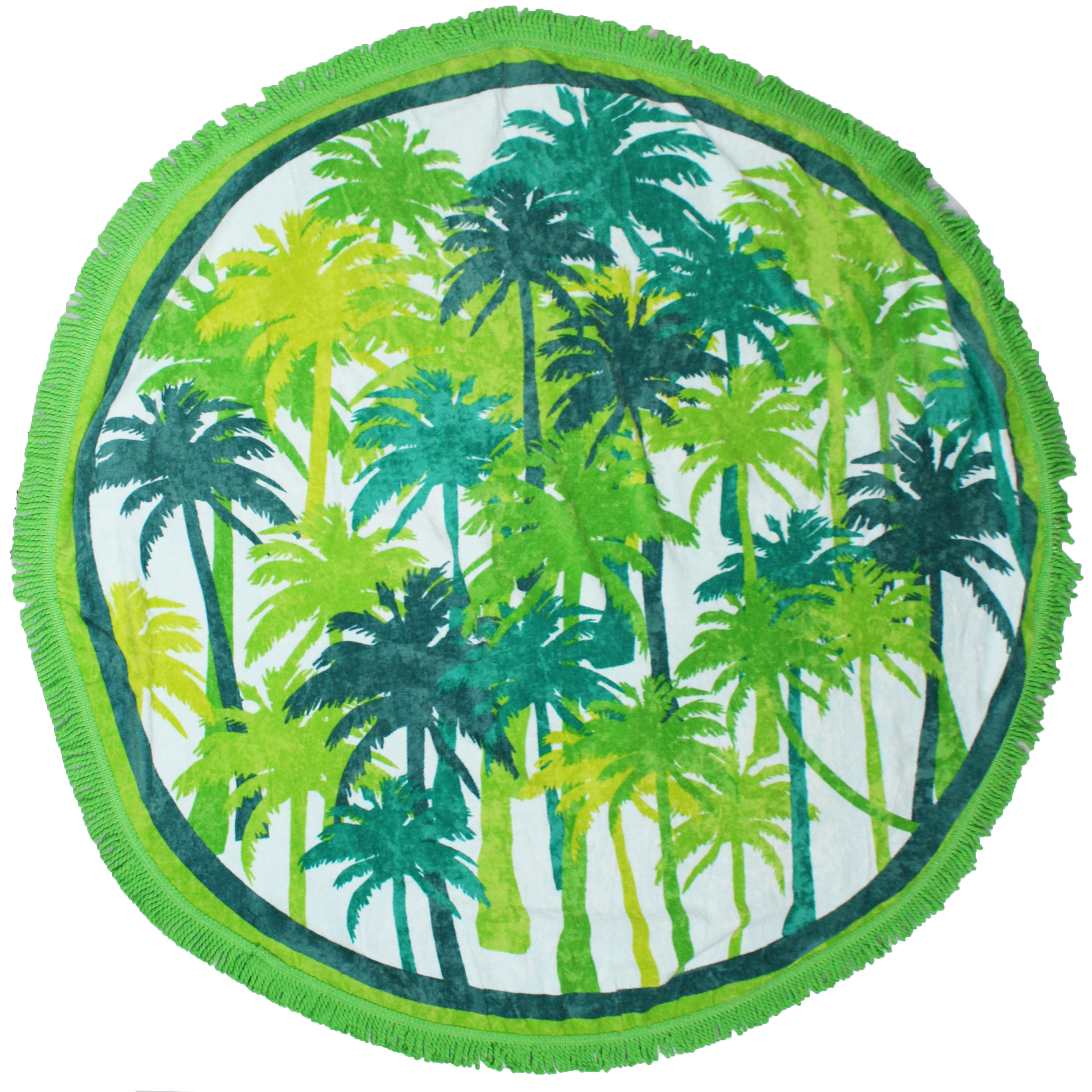 Serviette de plage éponge velours ronde vert palma 150 Serviette de plage éponge velours ronde vert palma 150